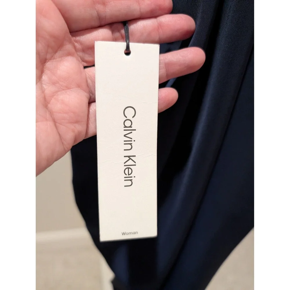 Calvin Klein Womens 2XP Navy Blue Pull On Elastic Waist Tapered Pants Work - Picture 8 of 9